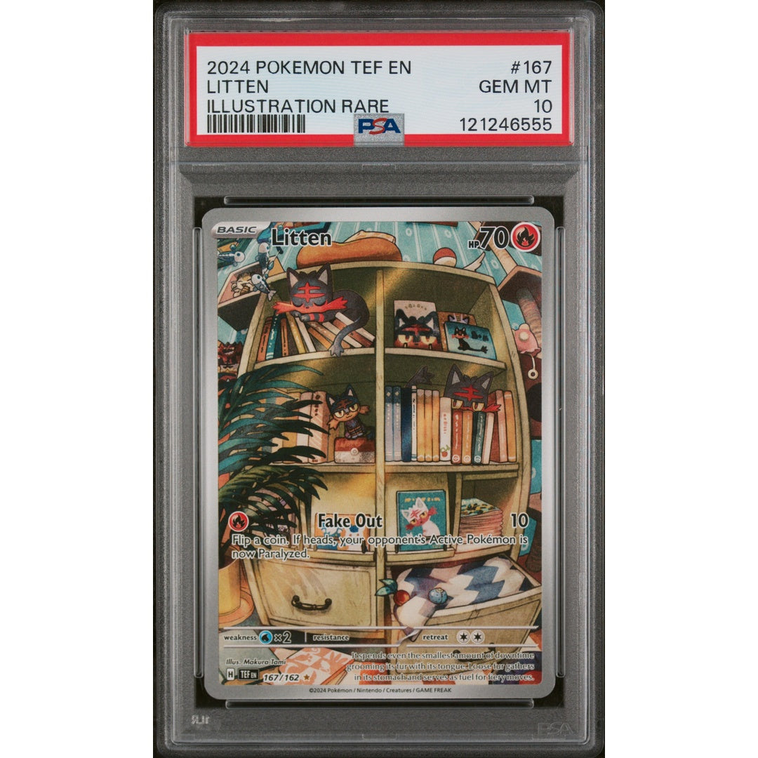 2024 POKEMON TEF EN-TEMPORAL FORCES #167 LITTEN ILLUSTRATION RARE PSA 10