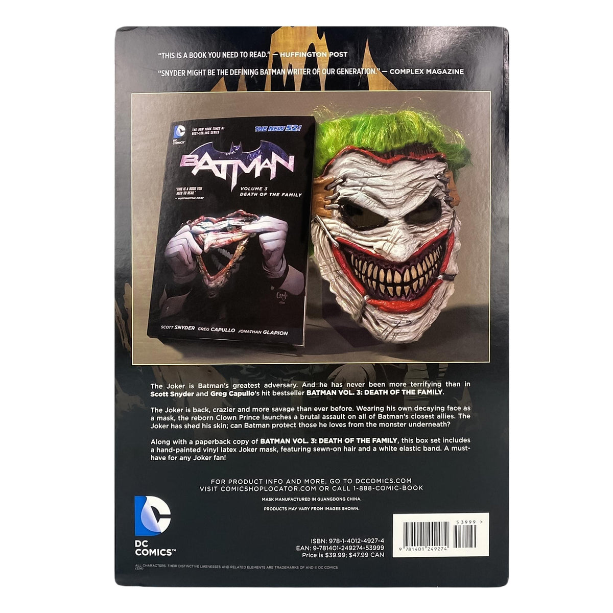 DC Comics Batman: Death of a Family Book and Joker Costume Mask