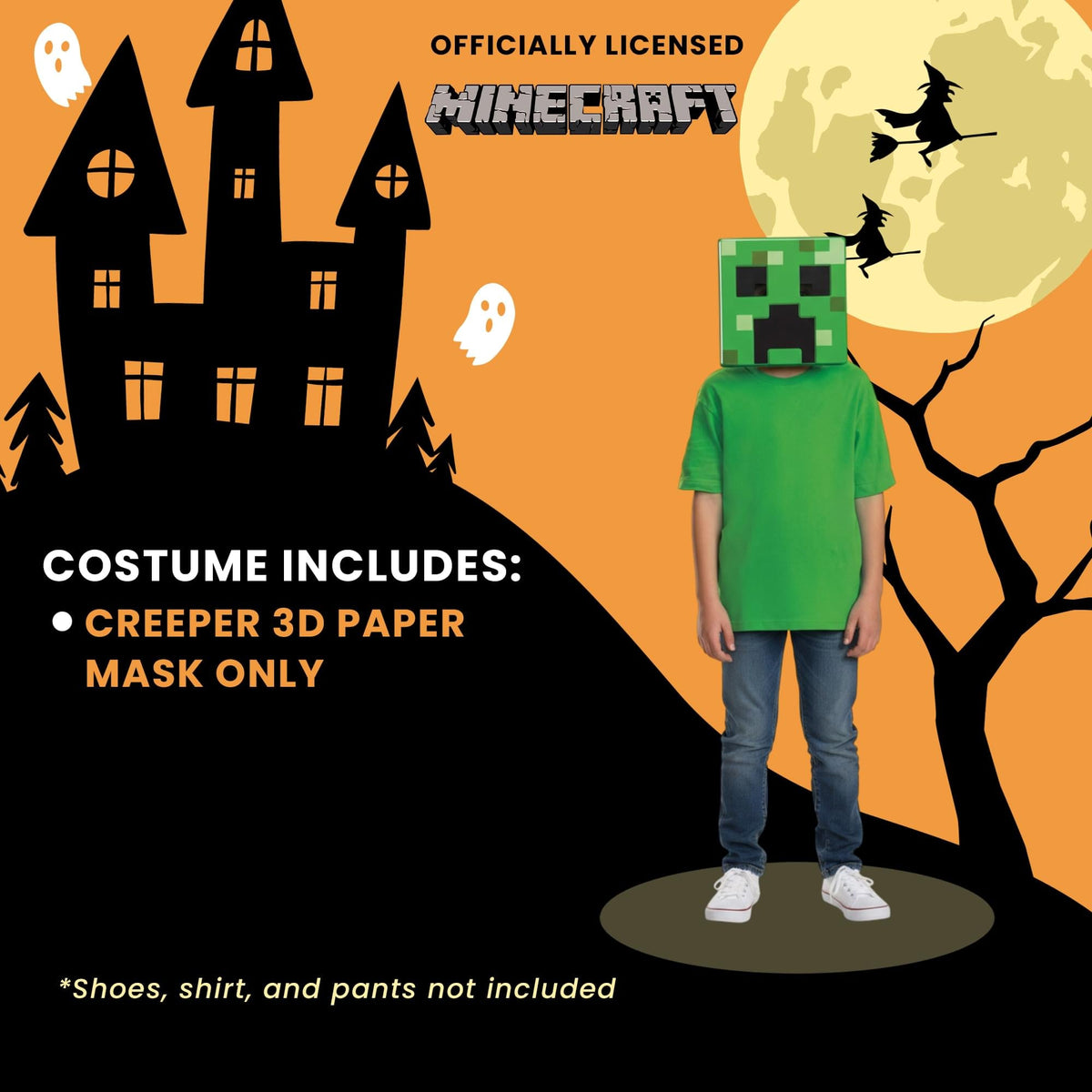 Minecraft Creeper 3D Paper Child Mask Mask | One Size Fits Most