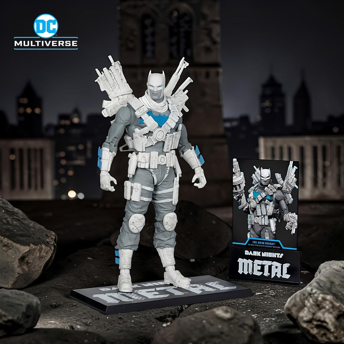 DC Multiverse Dark Nights: Metal Figure | The Grim Knight BW Accent Edition