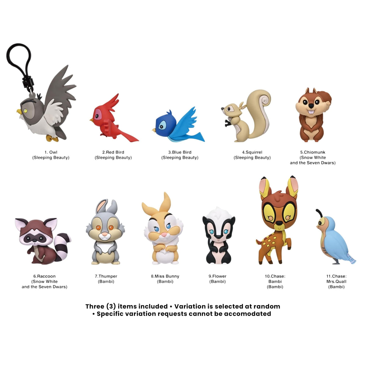 Disney Series 75 Woodland Characters Blind Bag 3D Foam Bag Clips | 3 Random