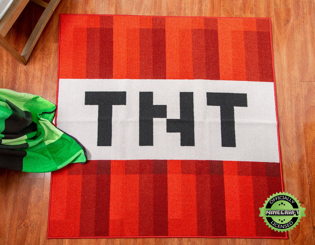 Minecraft Red TNT Block Square Area Rug | 52 Inches