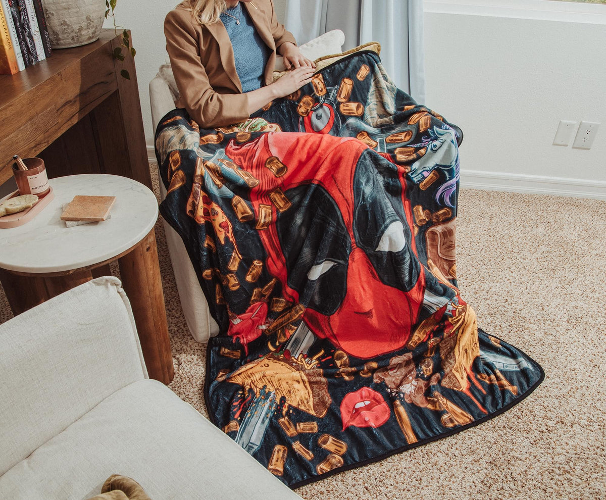 Marvel Deadpool Icons Fleece Throw Blanket | 45 x 60 Inches