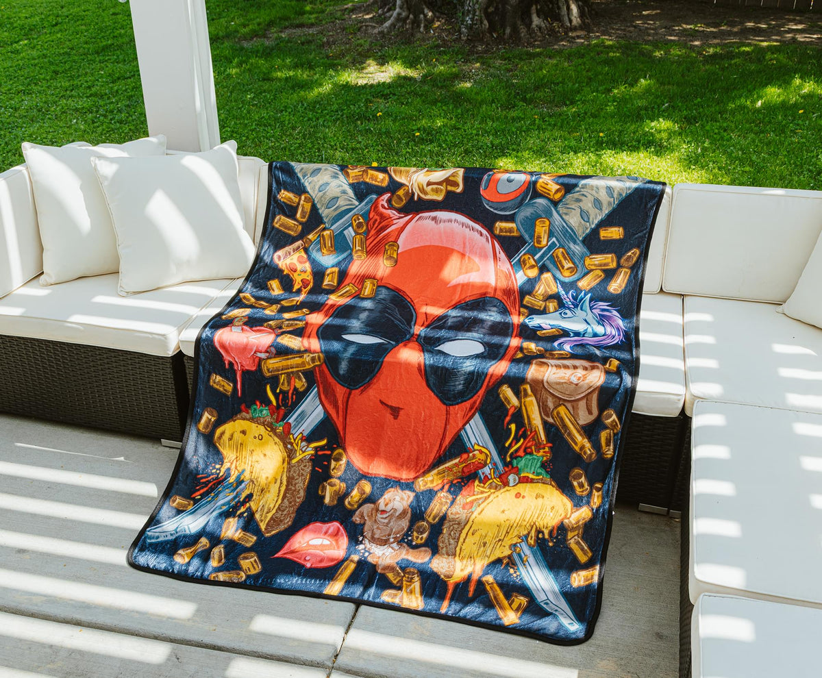 Marvel Deadpool Icons Fleece Throw Blanket | 45 x 60 Inches