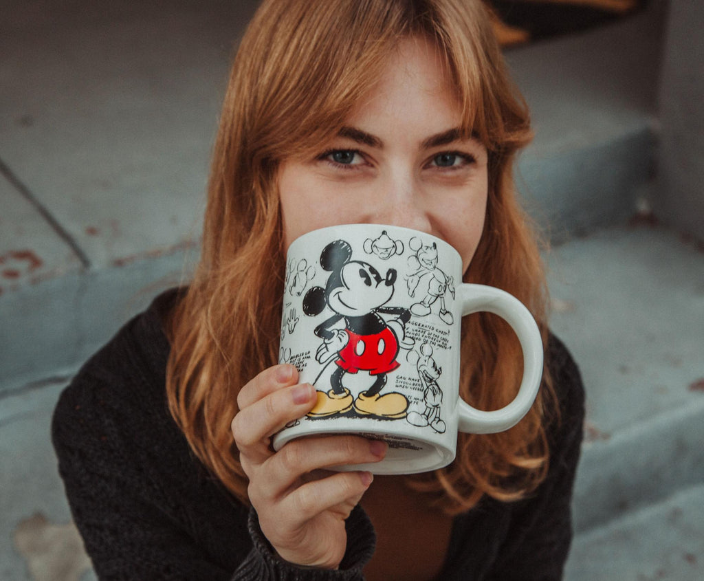 Disney Mickey Mouse Sketchbook Ceramic Mug With Lid | Holds 18 Ounces