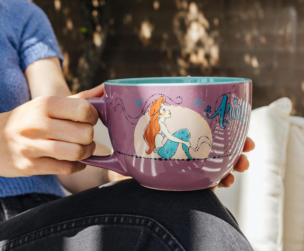 Disney The Little Mermaid Ariel Moonlight Ceramic Soup Mug | Holds 24 Ounces