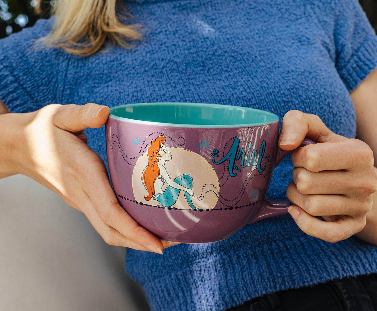 Disney The Little Mermaid Ariel Moonlight Ceramic Soup Mug | Holds 24 Ounces