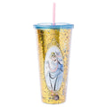 Disney Cinderella Mirror 32-Ounce Glitter Carnival Cup With Lid and Straw