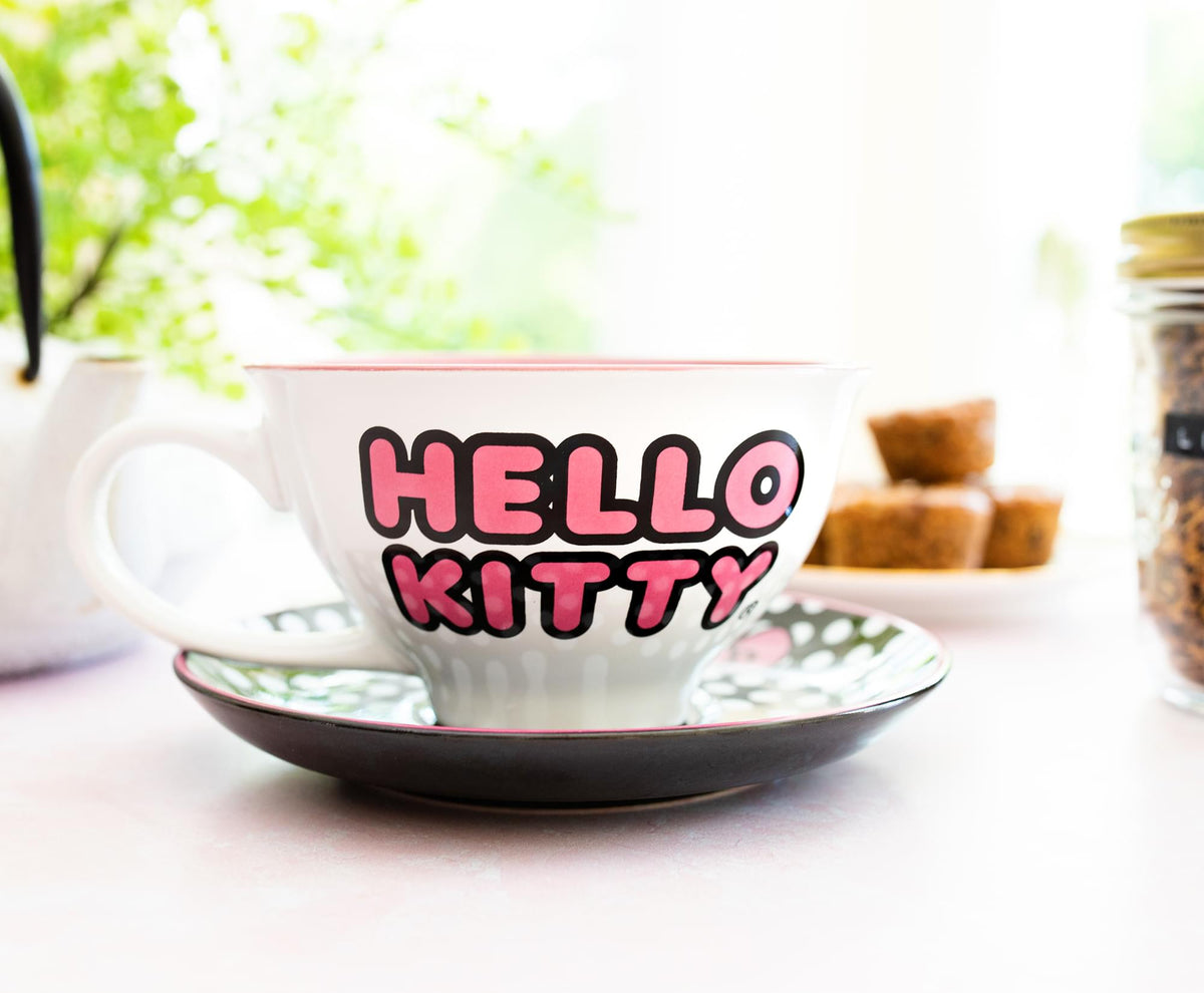 Sanrio Hello Kitty Ceramic Teacup and Saucer Set
