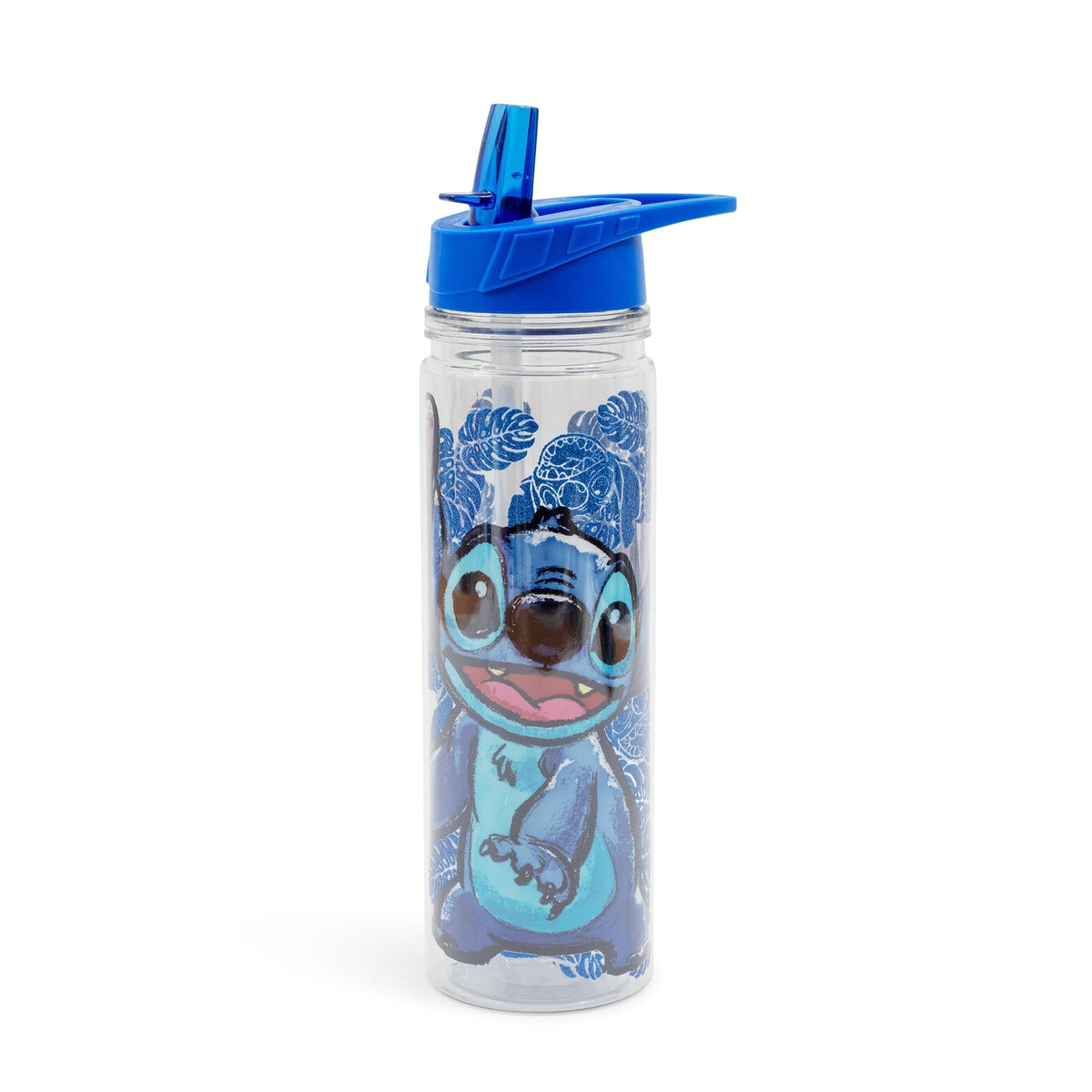 Disney Lilo & Stitch Floral Glitter Plastic Water Bottle | Holds 18 Ounces