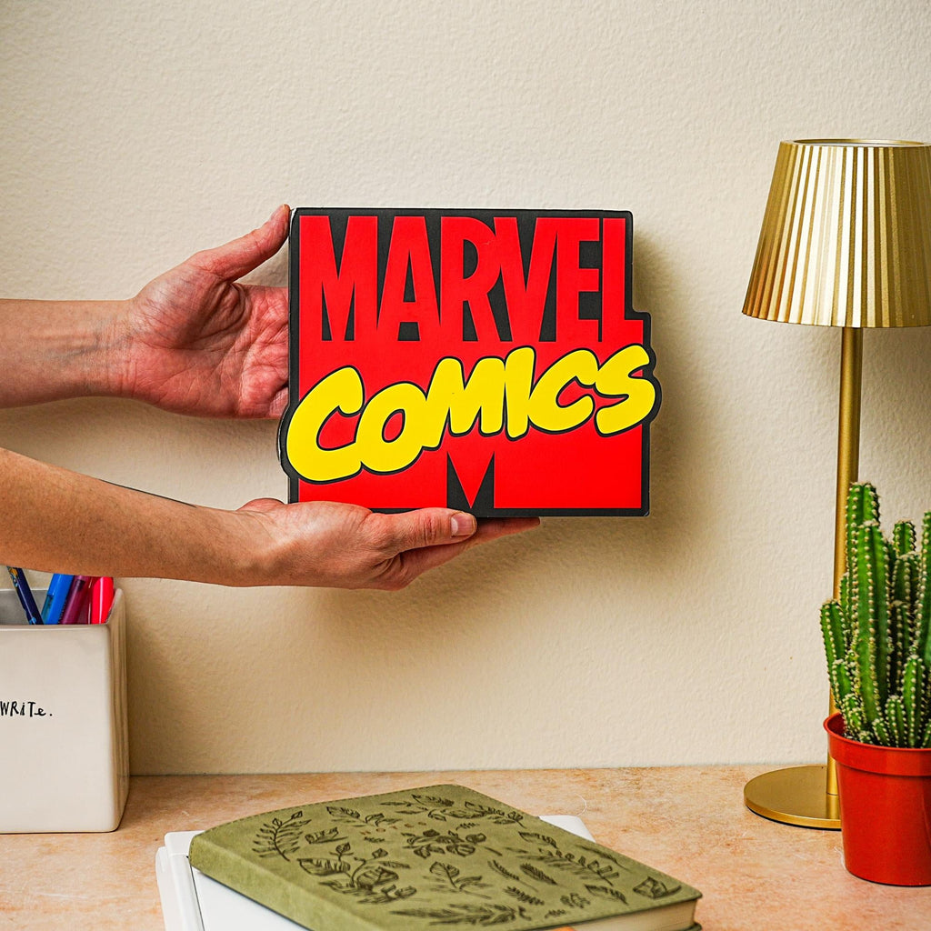 Marvel Comics Logo Die-Cut Wooden Wall Art Sign | 7 x 8 Inches