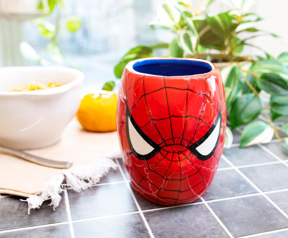 Marvel Comics Spider-Man Mask 3D Sculpted Ceramic Mug | Holds 20 Ounces