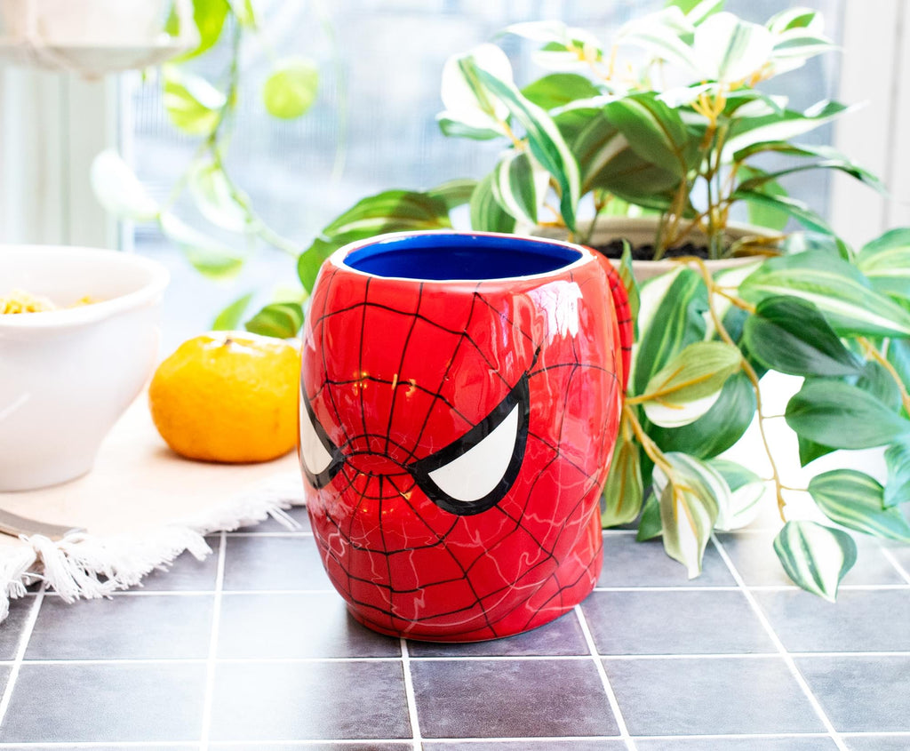 Marvel Comics Spider-Man Mask 3D Sculpted Ceramic Mug | Holds 20 Ounces