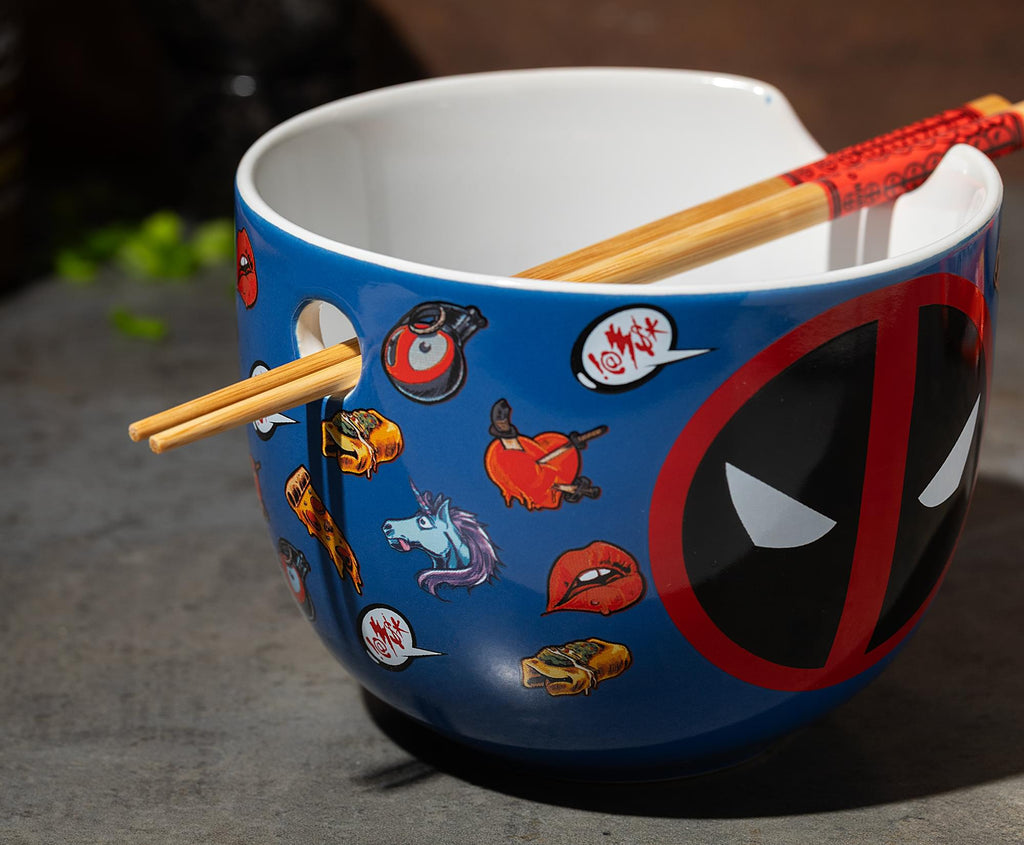 Marvel Deadpool Iconography 20-Ounce Ramen Bowl and Chopstick Set