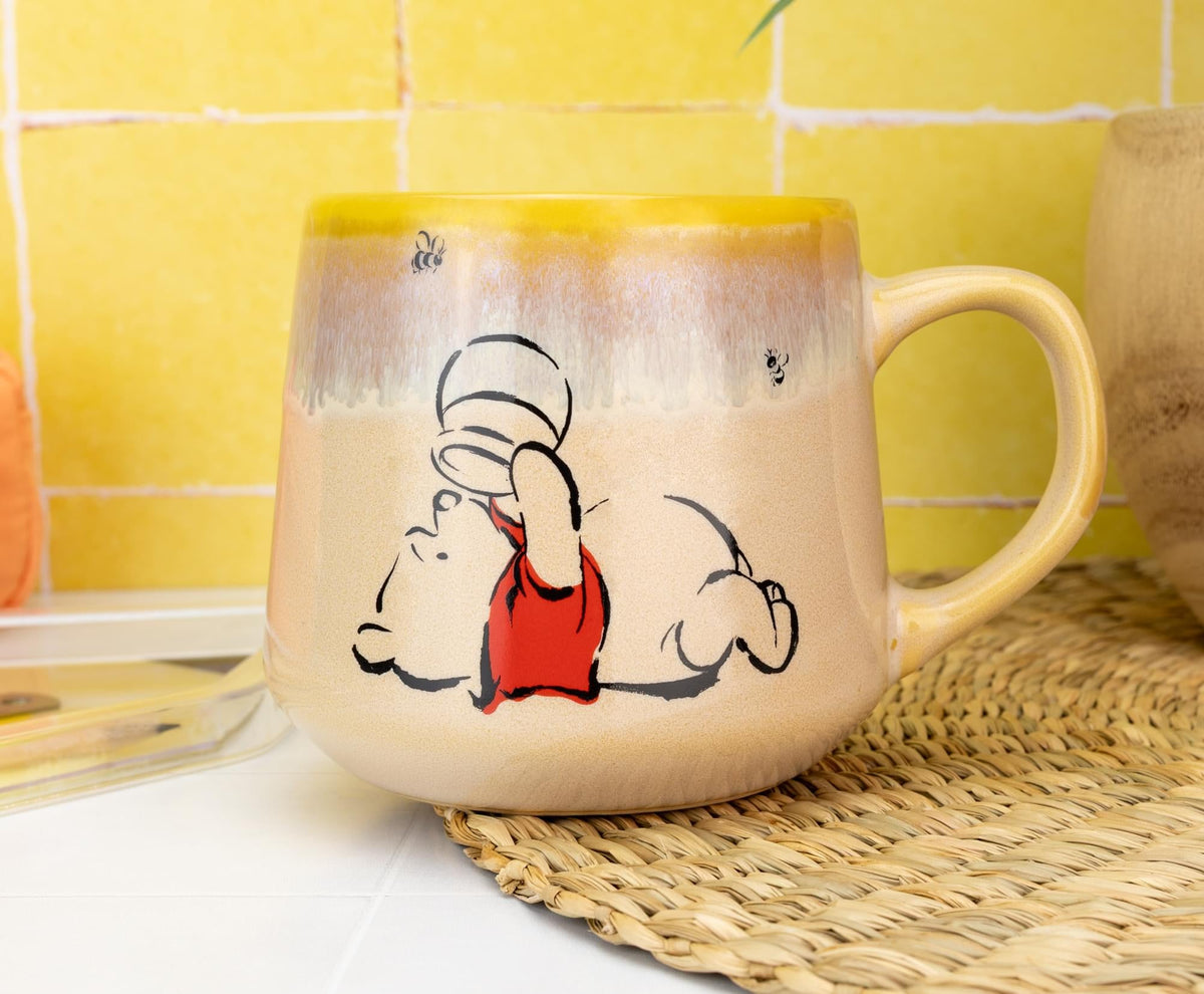 Disney Winnie The Pooh "Sweet Like Hunny" Tapered Pottery Mug | Holds 18 Ounces